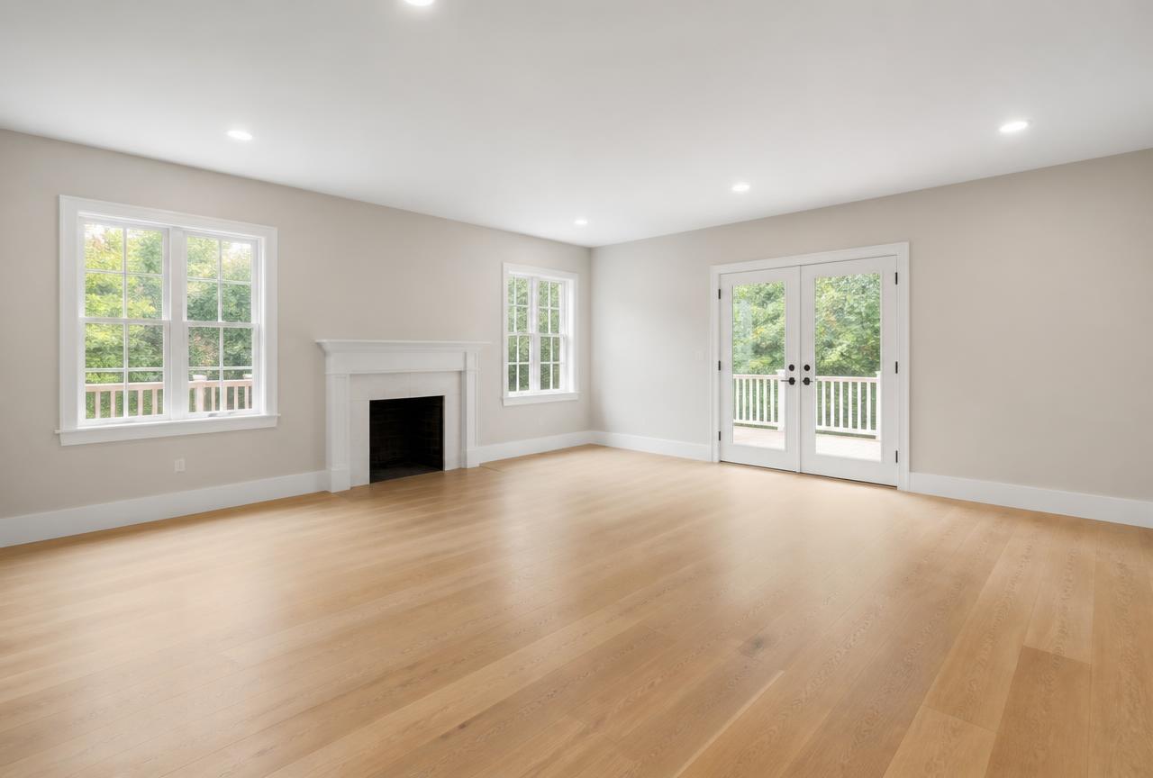 1970s Living Room → White Oak Hardwood — after